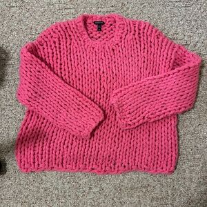 Eileen Fisher Alpaca Pink Chunky Open Knit Oversized Sweater